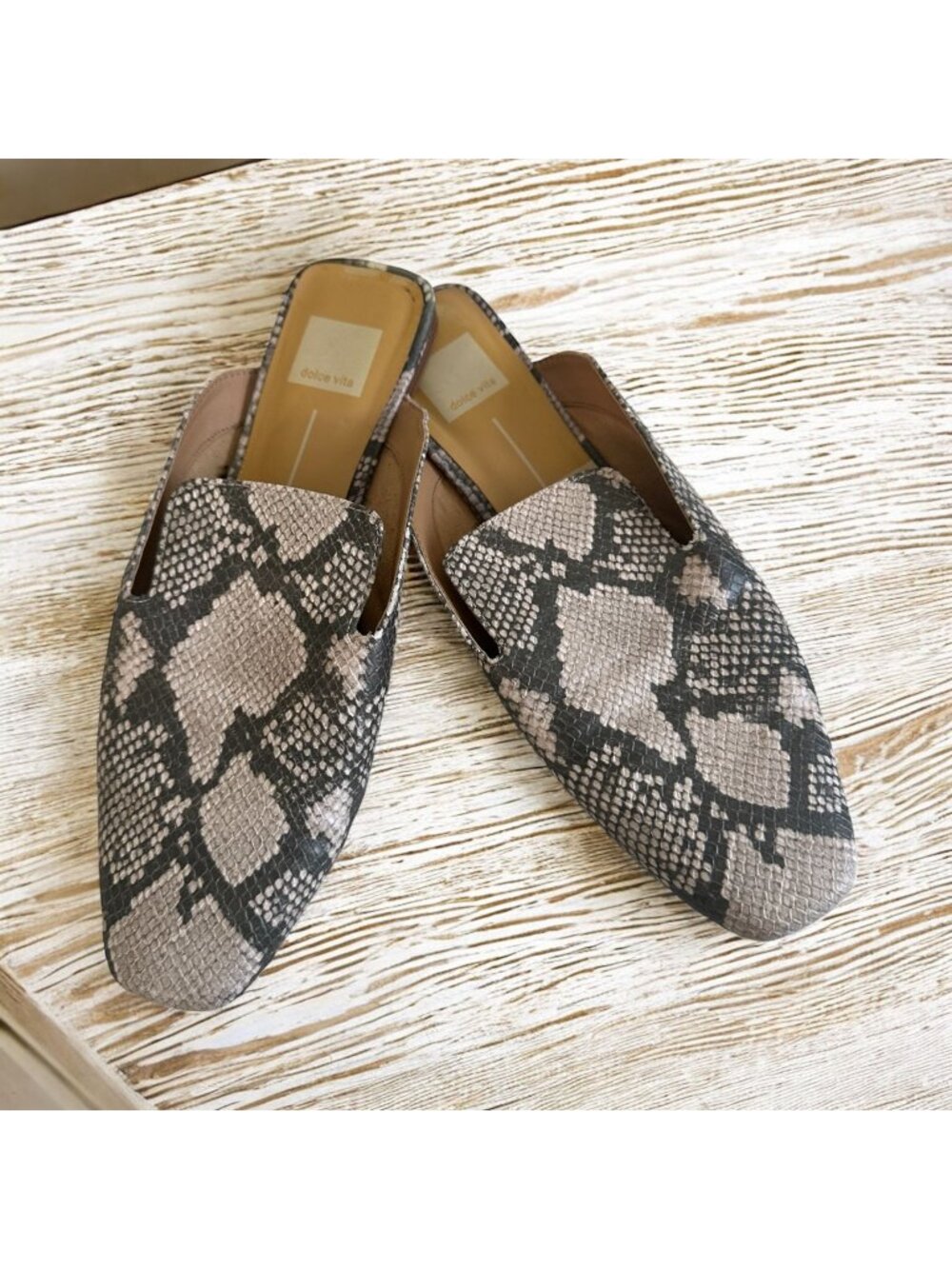 DOLCE VITA Bree Snake Print Mules Loafer Flats Size 9.5